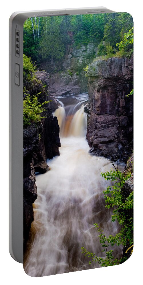 Flowing Portable Battery Charger featuring the photograph Above the Cauldron by Rikk Flohr