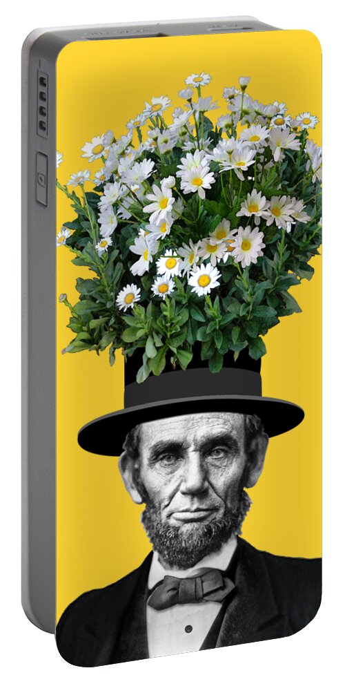 Abraham Lincoln Portable Battery Charger featuring the digital art Abraham Lincoln Presidential Daisies by Garaga Designs