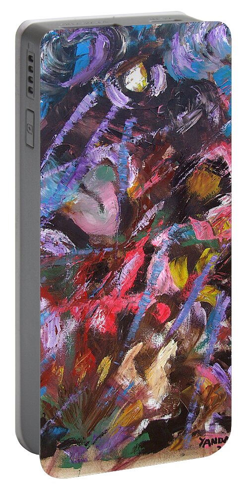 Katt Yanda Original Art Abstract Oil Painting Canvas Portable Battery Charger featuring the painting Abstract 2 by Katt Yanda