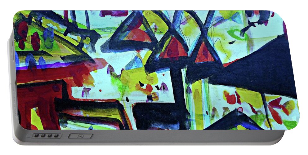 Katerina Stamatelos Portable Battery Charger featuring the painting Abstract-27 by Katerina Stamatelos