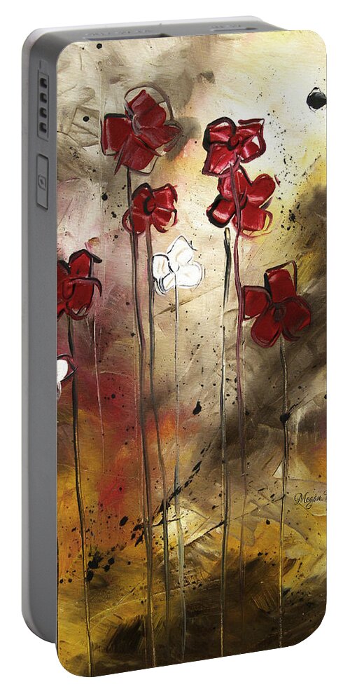 Abstract Portable Battery Charger featuring the painting Abstract Art Original Flower Painting FLORAL ARRANGEMENT by MADART by Megan Duncanson