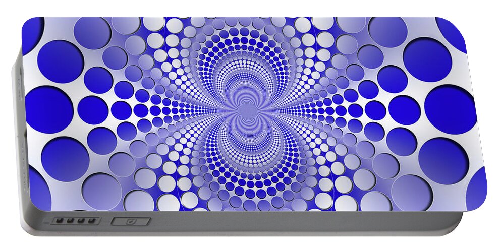 Abstract Portable Battery Charger featuring the digital art Abstract blue and white pattern by Vladimir Sergeev