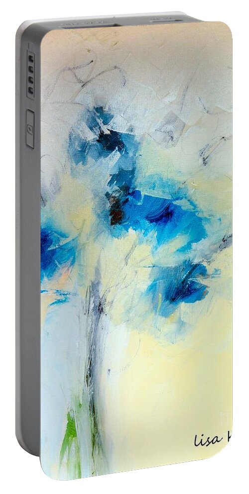 Abstract Portable Battery Charger featuring the digital art Abstract Blue Bouquet Floral Painting by Lisa Kaiser