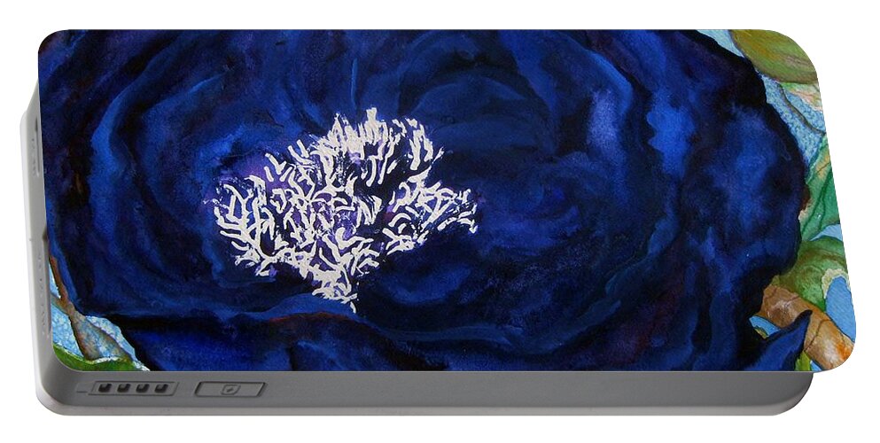 Flower Portable Battery Charger featuring the painting Abstract Blue by Lil Taylor