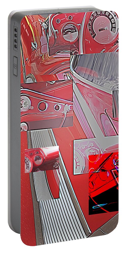 Abstract Portable Battery Charger featuring the digital art Abstract Classic Car by Cathy Anderson
