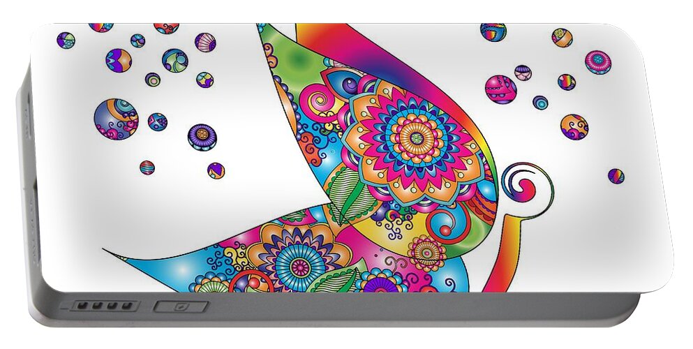Butterfly Portable Battery Charger featuring the digital art Abstract Colorful Butterfly by Serena King