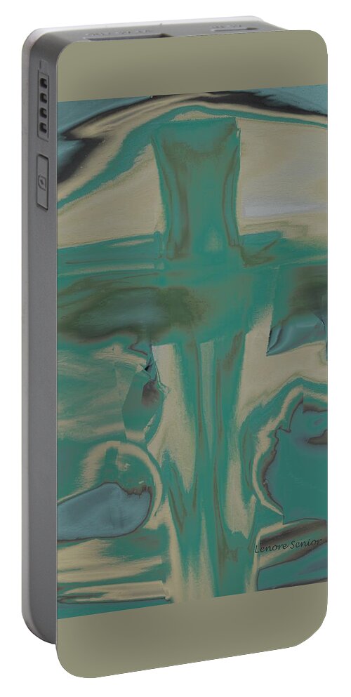 Abstract Portable Battery Charger featuring the painting Abstract - Cross by Lenore Senior