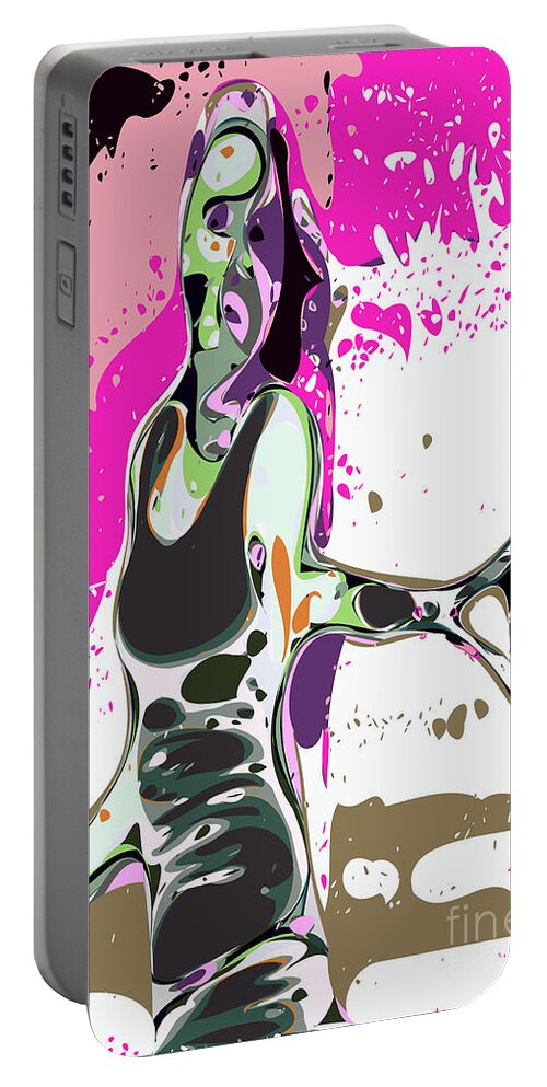  Tennis Portable Battery Charger featuring the digital art Abstract Female Tennis Player by Chris Butler