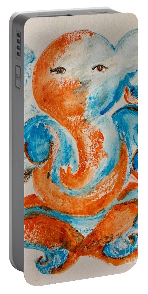 Ganesha Portable Battery Charger featuring the painting Abstract Ganesha by Brindha Naveen