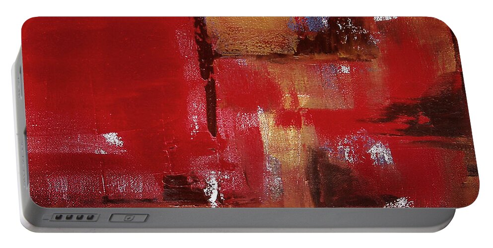 Abstract Portable Battery Charger featuring the painting Abstract in Red by Gina De Gorna
