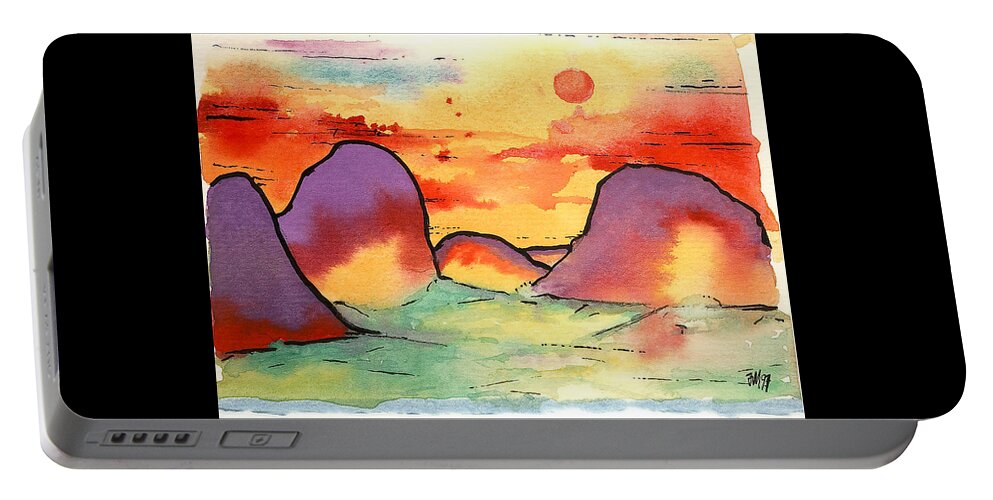 Abstract Landscape Portable Battery Charger featuring the painting Abstract Landscape 006 by Joe Michelli