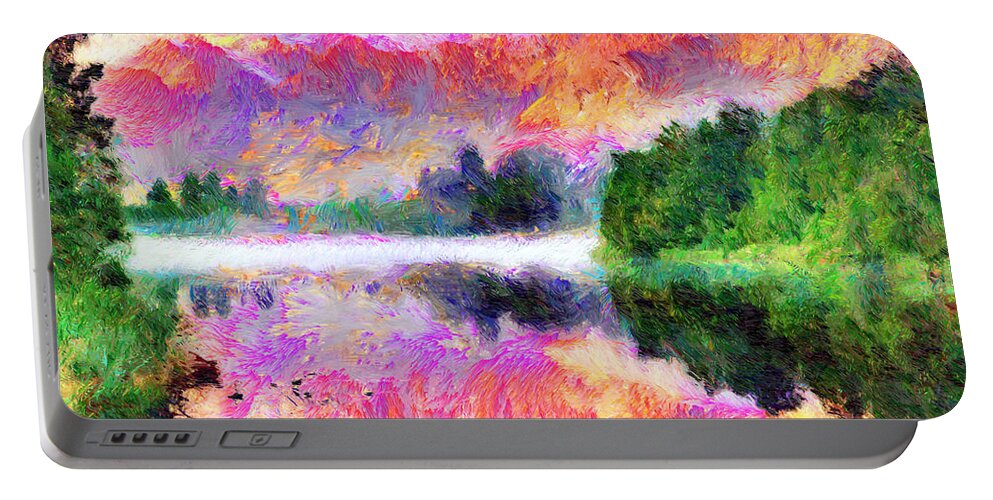 Rafael Salazar Portable Battery Charger featuring the mixed media Abstract Landscape 0743 by Rafael Salazar