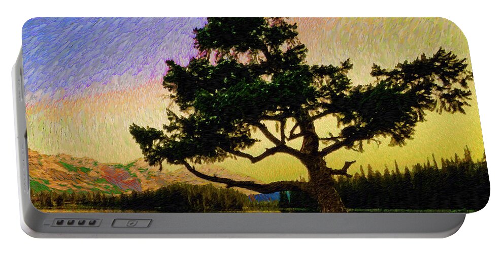 Rafael Salazar Portable Battery Charger featuring the mixed media Abstract Landscape 0750 by Rafael Salazar
