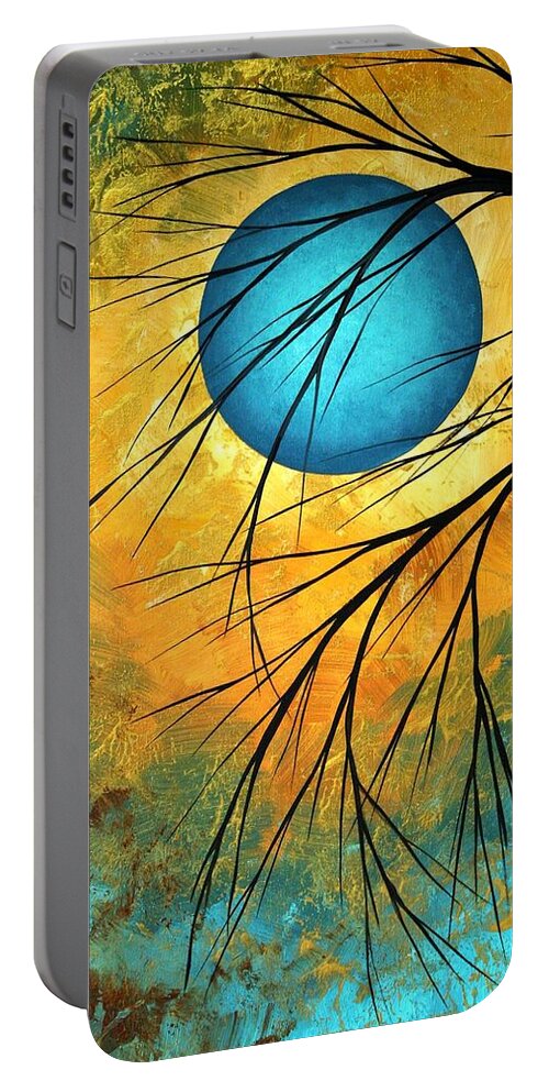 Abstract Portable Battery Charger featuring the painting Abstract Landscape Art PASSING BEAUTY 1 of 5 by Megan Aroon
