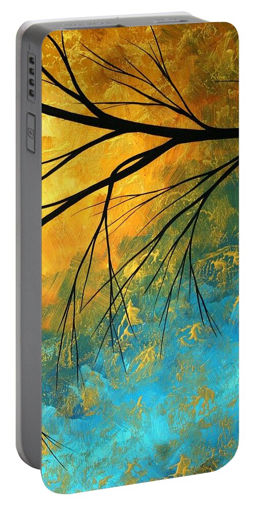 Abstract Portable Battery Charger featuring the painting Abstract Landscape Art PASSING BEAUTY 2 of 5 by Megan Duncanson