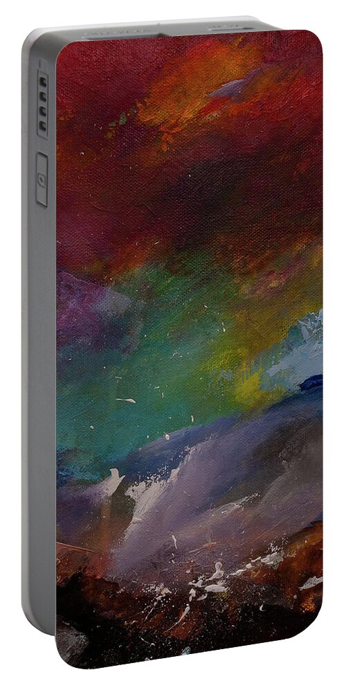 Bright Bold Color Abstract Portable Battery Charger featuring the painting Abstract Landscape Red Bold Color Vertical Painting by Gray Artus