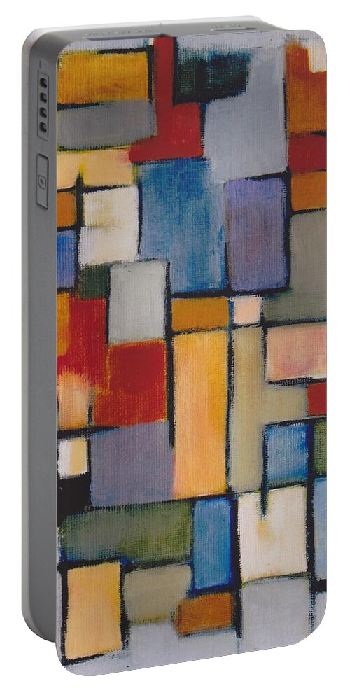 Abstract Portable Battery Charger featuring the painting Abstract Line Series by Patricia Cleasby