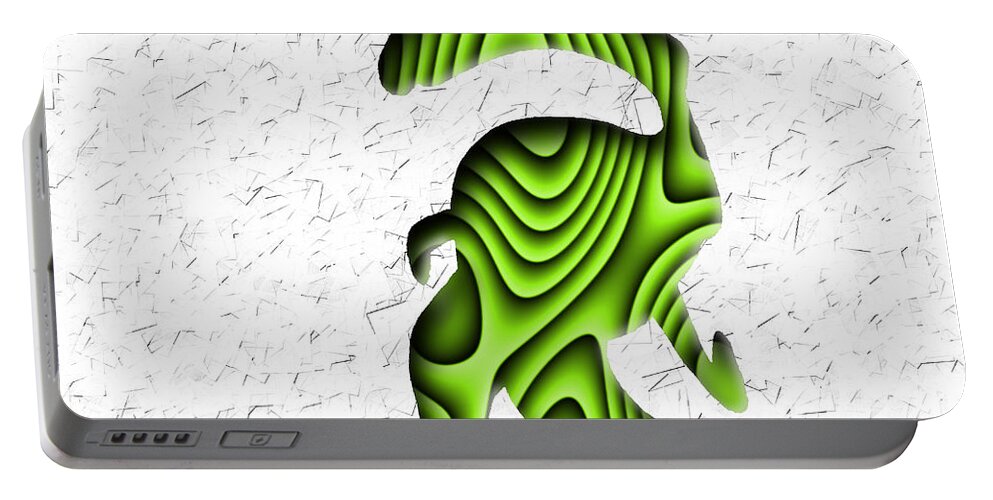 Monster Portable Battery Charger featuring the digital art Abstract Monster Cut-out Series - Green Stroll by Uncle J's Monsters