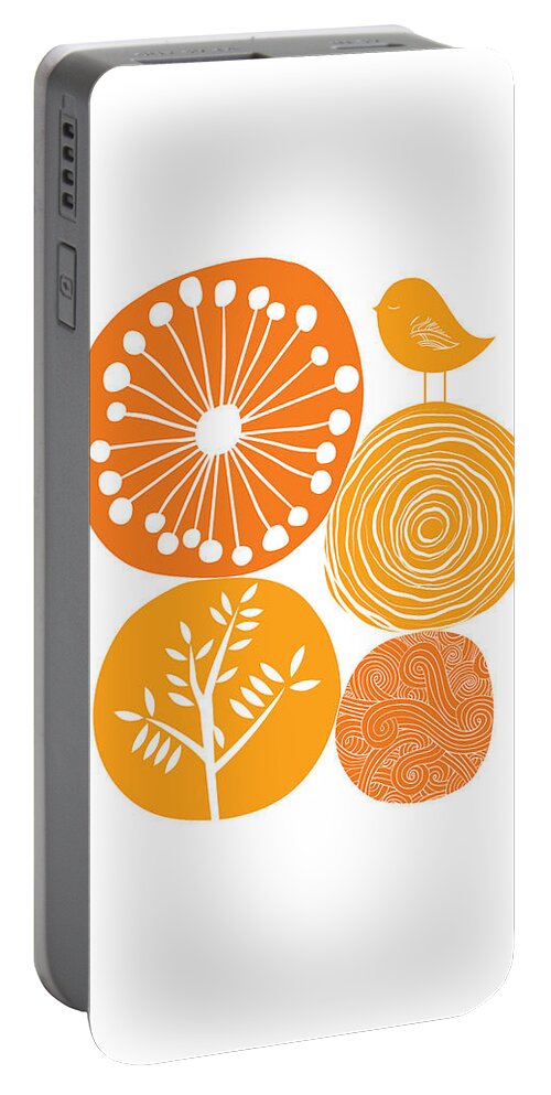 Nature Portable Battery Charger featuring the digital art Abstract Nature Orange by BONB Creative