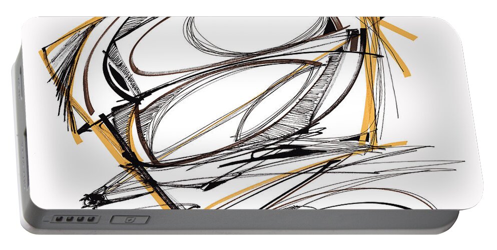 Abstract Art Portable Battery Charger featuring the drawing Abstract Pen Drawing Four by Lynne Taetzsch