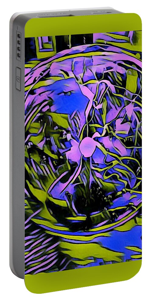 Plasma Ball Portable Battery Charger featuring the mixed media Abstract Plasma Ball by Ally White