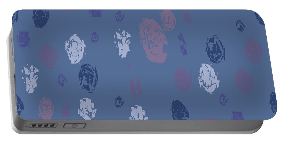 Blue Portable Battery Charger featuring the digital art Abstract Rain on Blue by April Burton
