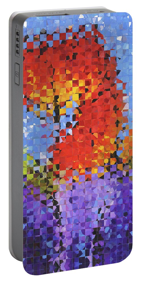 Flower Portable Battery Charger featuring the painting Abstract Red Flowers - Pieces 5 - Sharon Cummings by Sharon Cummings