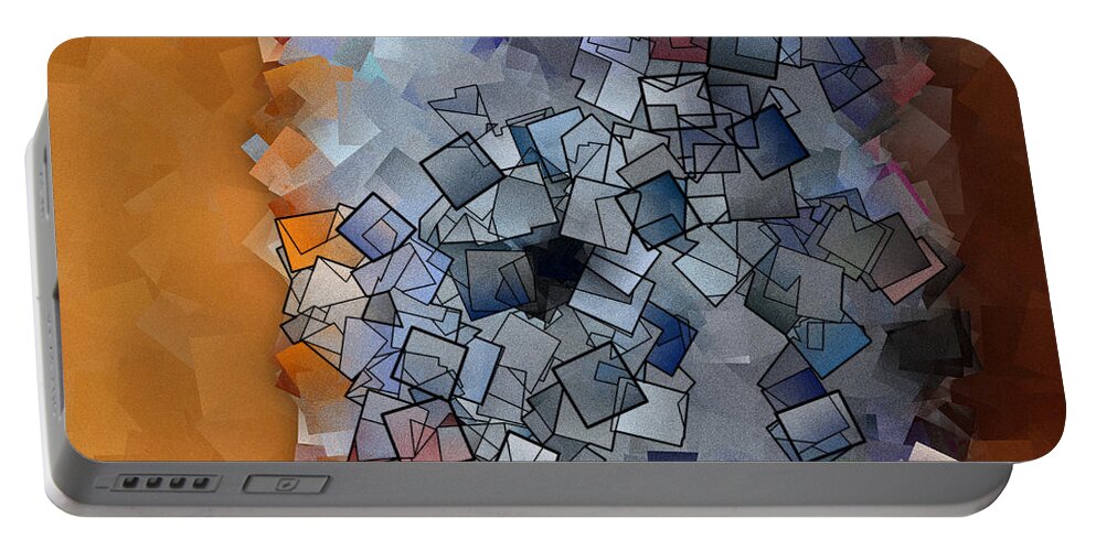 Abstract Portable Battery Charger featuring the digital art Revival - Abstract Tiles No15.824 by Jason Freedman