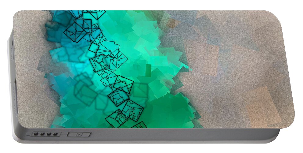 Abstract Portable Battery Charger featuring the digital art Meander - Abstract Tiles No15.825 by Jason Freedman