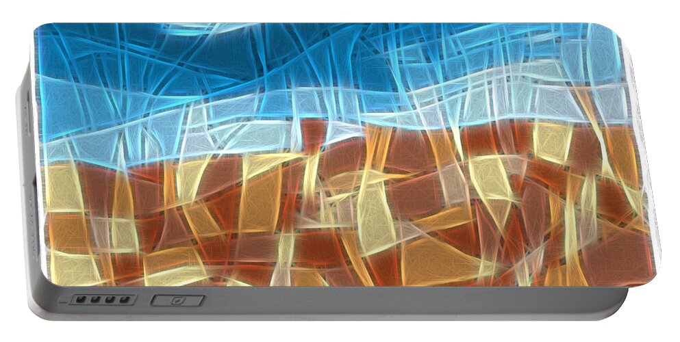 Abstract Portable Battery Charger featuring the digital art Abstract Tiles - Rocks and Sky No 16.041401 by Jason Freedman