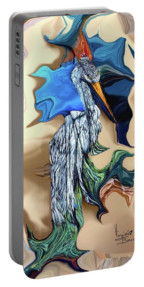 Egret Portable Battery Charger featuring the painting Abstract by Virginia Bond
