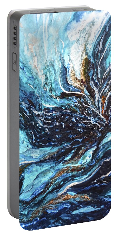 Abstract Portable Battery Charger featuring the painting Abstract Water Dragon by Michelle Pier