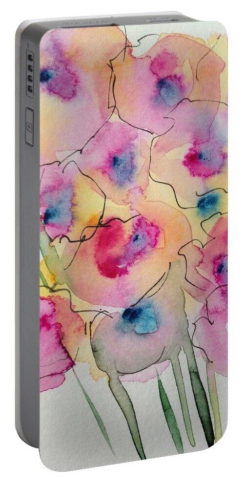 Flower Portable Battery Charger featuring the painting Abstract Wild Flowers by Britta Zehm