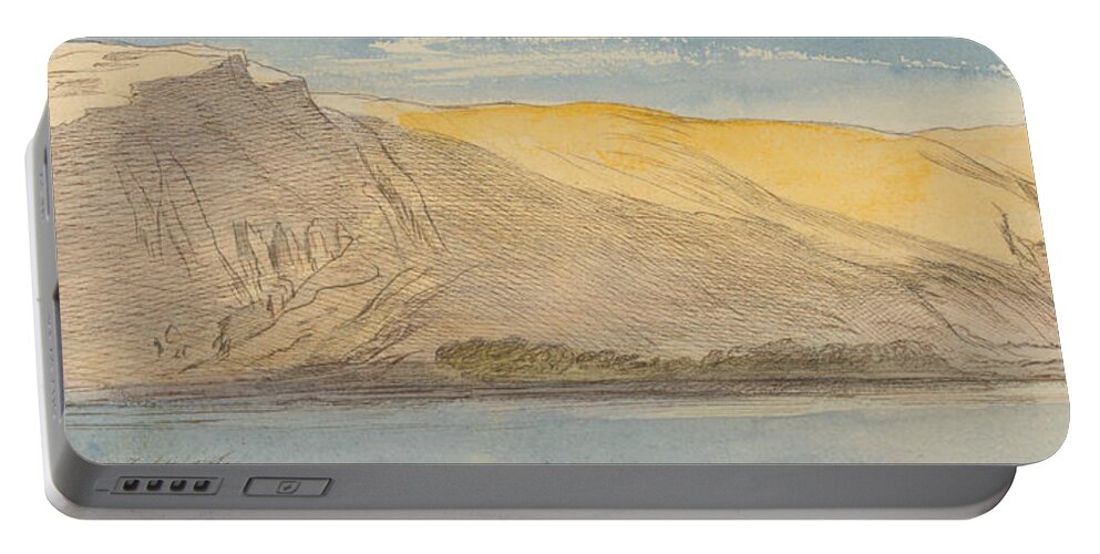 English Art Portable Battery Charger featuring the drawing Abu Simbel, Four-Thirty pm, 8 February 1867 by Edward Lear