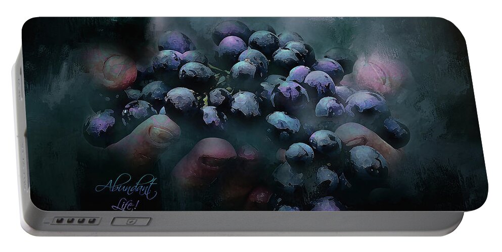 Grapes Portable Battery Charger featuring the digital art Abundant Life by Cindy Collier Harris
