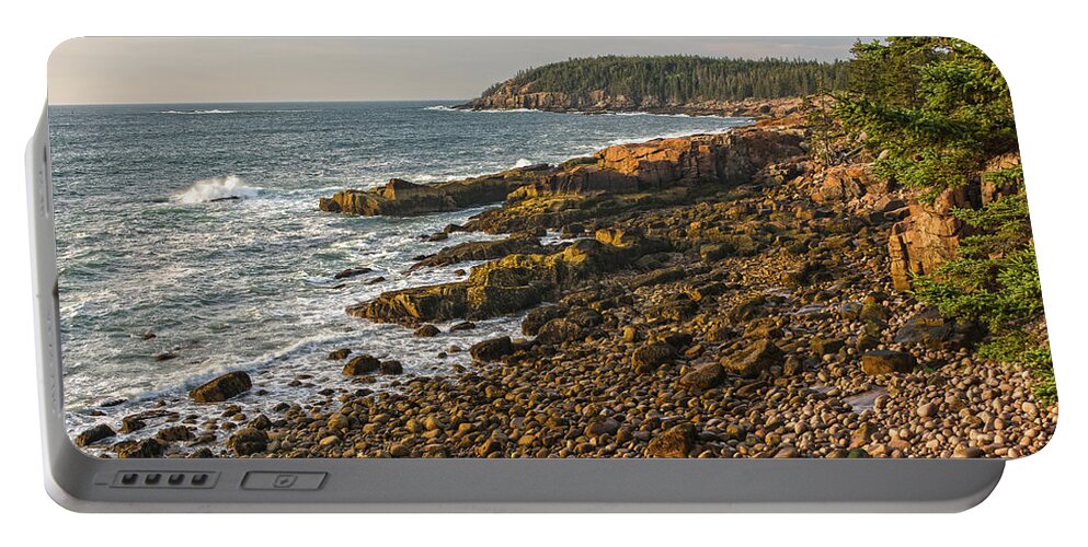 Seascapes Portable Battery Charger featuring the photograph Acadia's Boulder Beach Perspective by Angelo Marcialis
