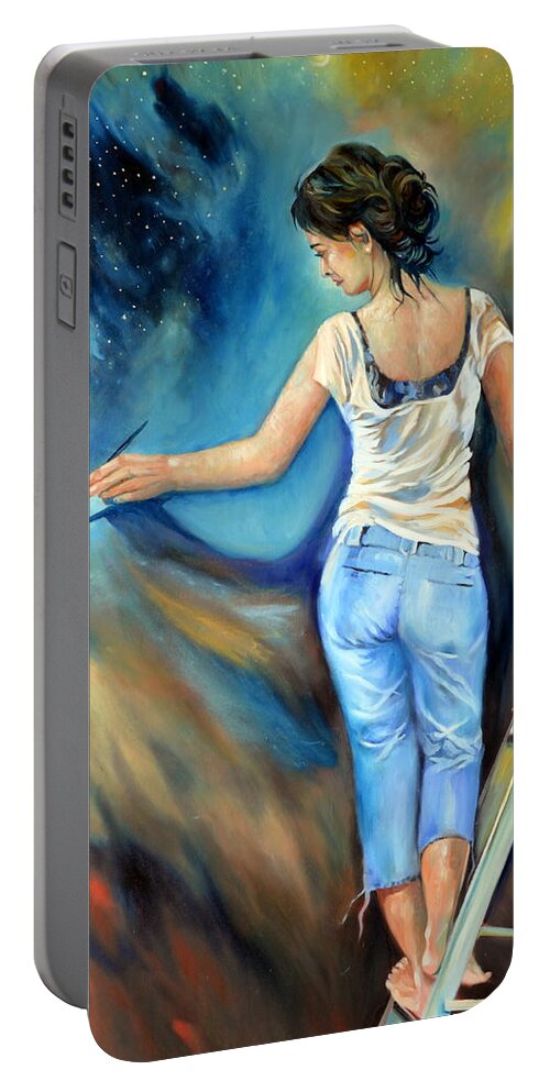 Painter Portable Battery Charger featuring the painting Across the universe by Parag Pendharkar