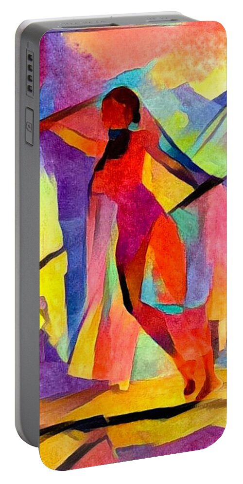 Red Portable Battery Charger featuring the digital art Action girl by Bruce Rolff