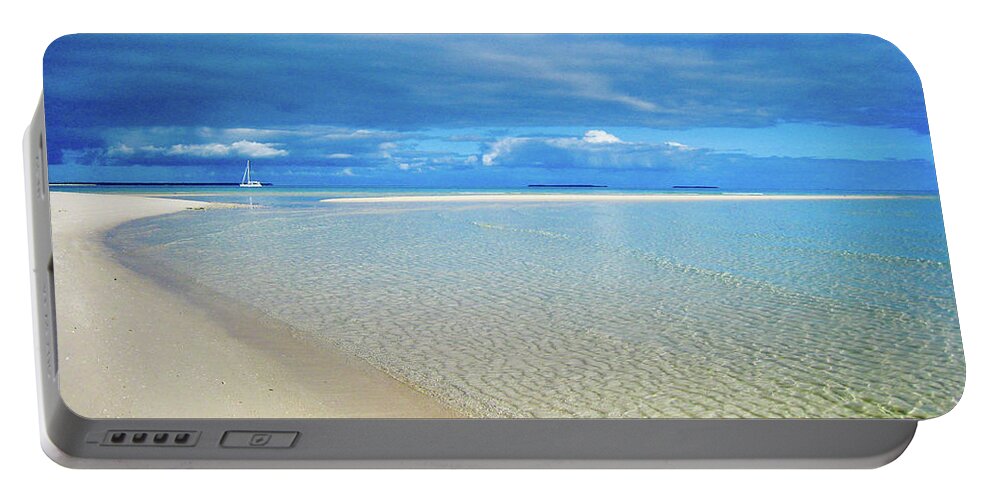 Beach Portable Battery Charger featuring the photograph ADAGIO alone in Ouvea, South Pacific by Dorothy Darden