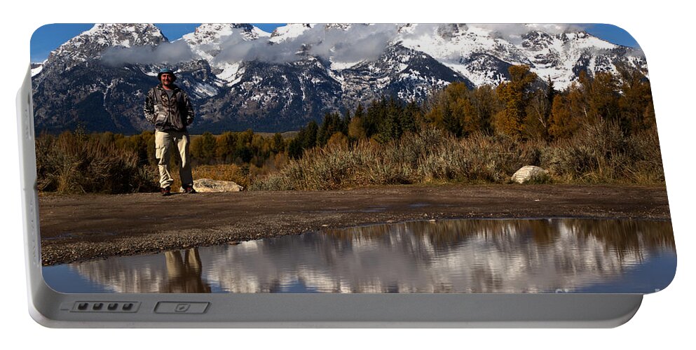 Schwabacher Landing Portable Battery Charger featuring the photograph Adam Jewell At Grand Teton by Adam Jewell