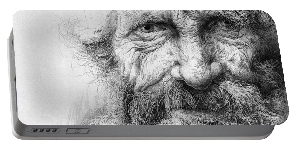 Russian Artists New Wave Portable Battery Charger featuring the drawing Adam. Series Forefathers by Sergey Gusarin
