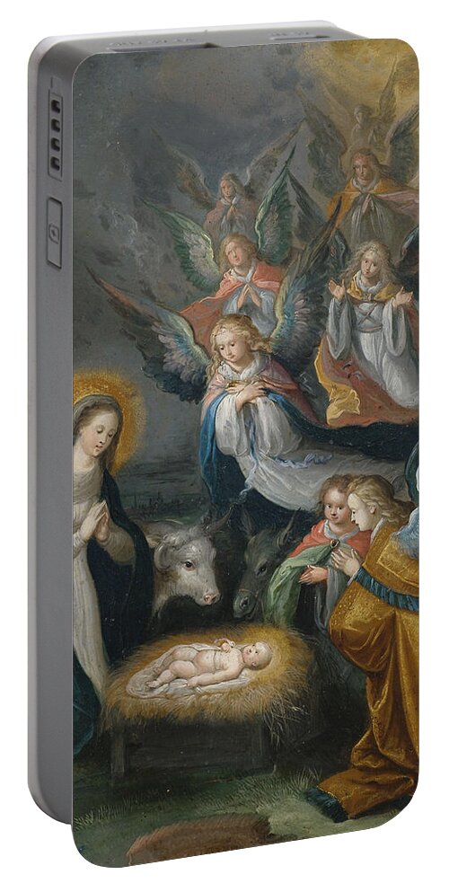 Nativity Portable Battery Charger featuring the painting Adoration of the Shepherds by Cornelis de Baellieur