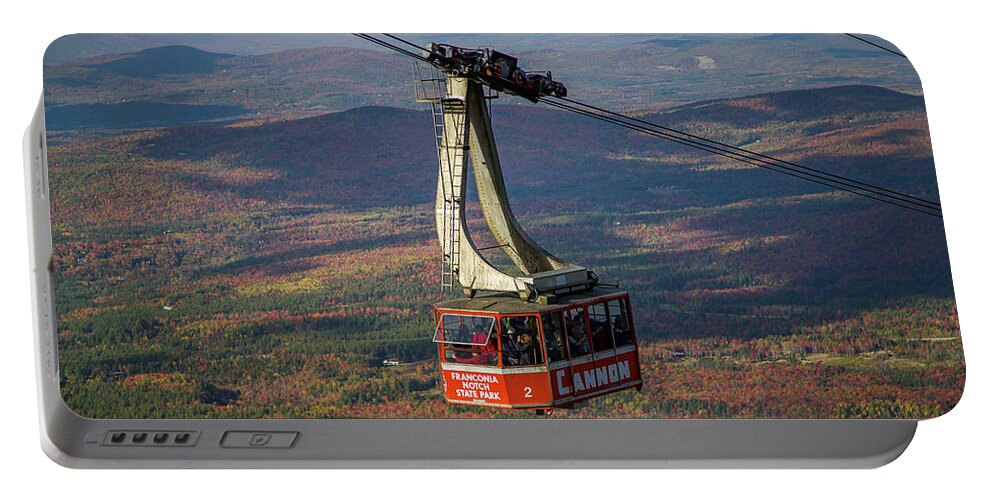 Cannon Mountain Portable Battery Charger featuring the photograph Aerial Tram in Autumn by Kevin Craft