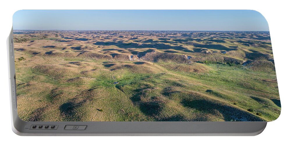 Nebraska Portable Battery Charger featuring the photograph aerial view of Nebraska Sand Hills by Marek Uliasz