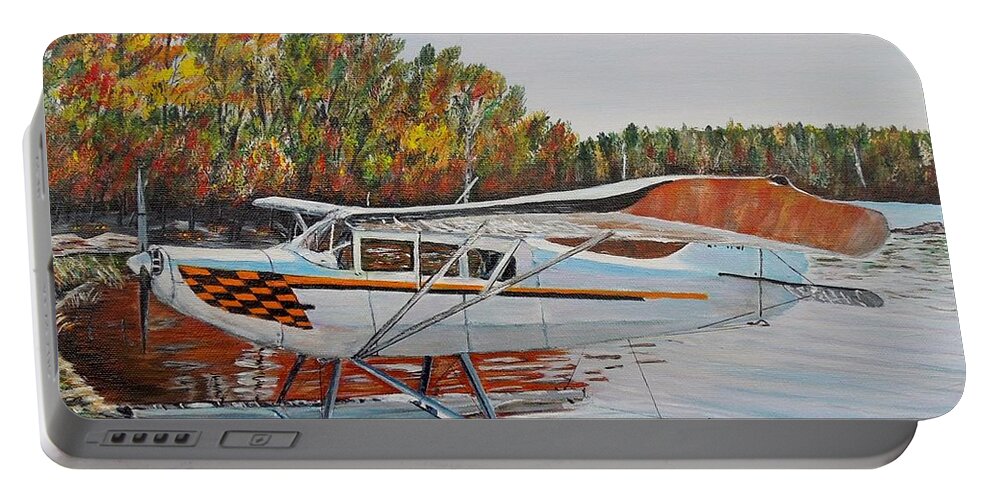 Aeronca Chief Float Plane Portable Battery Charger featuring the painting Aeronca Super Chief 0290 by Marilyn McNish