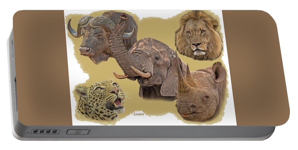 Five Portable Battery Charger featuring the photograph African Big Five by Larry Linton