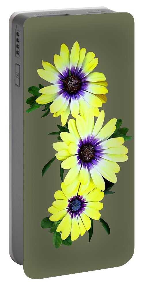 Daisy Portable Battery Charger featuring the photograph African Daisies Lemon Symphony by Susan Savad