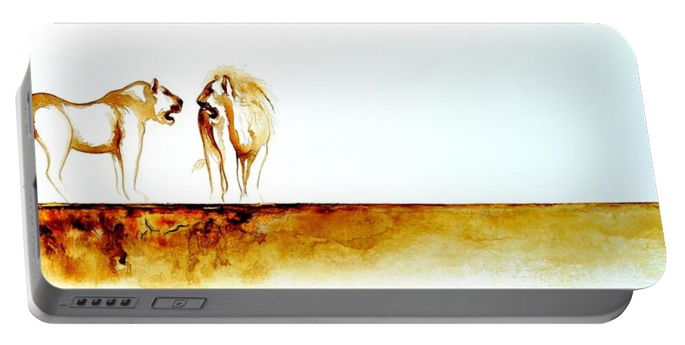 African Wildlife Portable Battery Charger featuring the painting African Marriage - Original Artwork by Tracey Armstrong