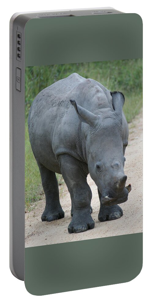 Rhino Portable Battery Charger featuring the photograph African Rhino by Suanne Forster