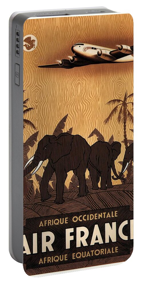 Air France Portable Battery Charger featuring the mixed media Afrique Occidentale - Air France - Afrique Equatoriale - Retro travel Poster - Vintage Poster by Studio Grafiikka